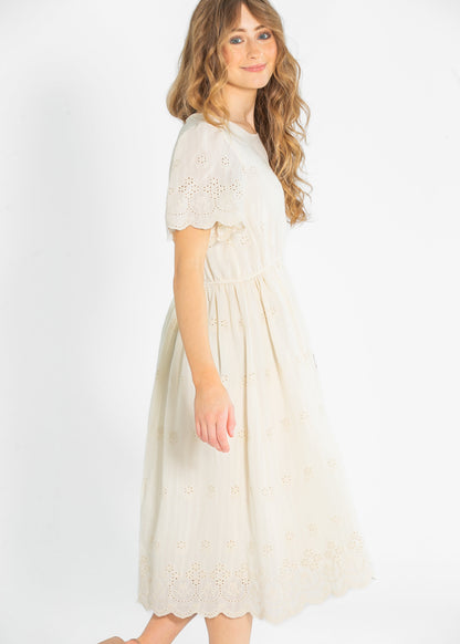 Eyelet Lace Scallop Hem Dress FF Dresses