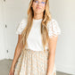 Eyelet Lace Sleeve Crewneck Top FF Tops