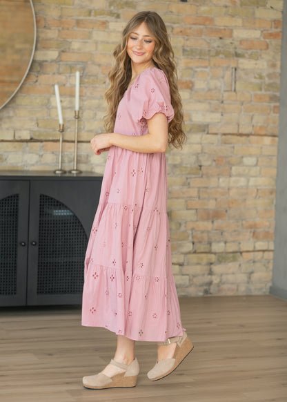 Eyelet Square Neck Maxi Dress FF Dresses