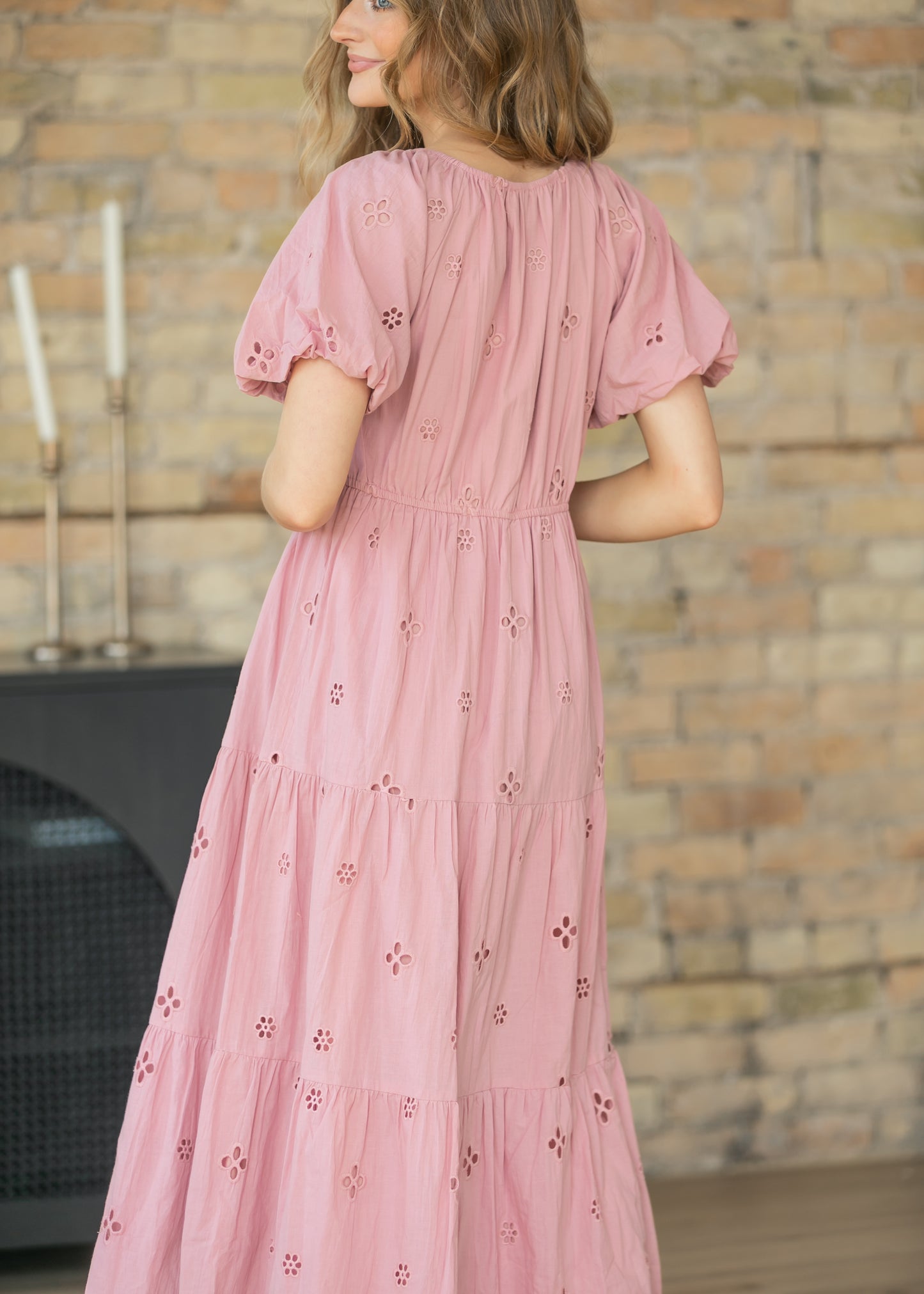 Eyelet Square Neck Maxi Dress FF Dresses