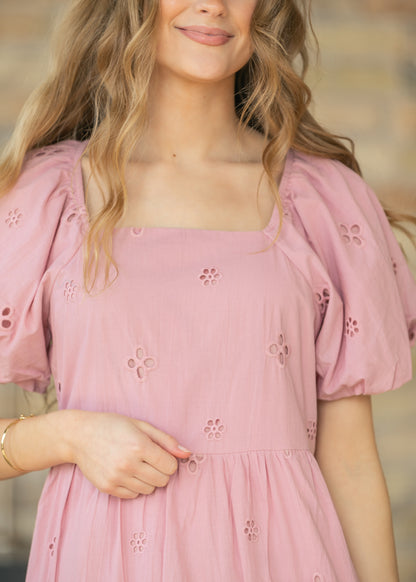 Eyelet Square Neck Maxi Dress FF Dresses