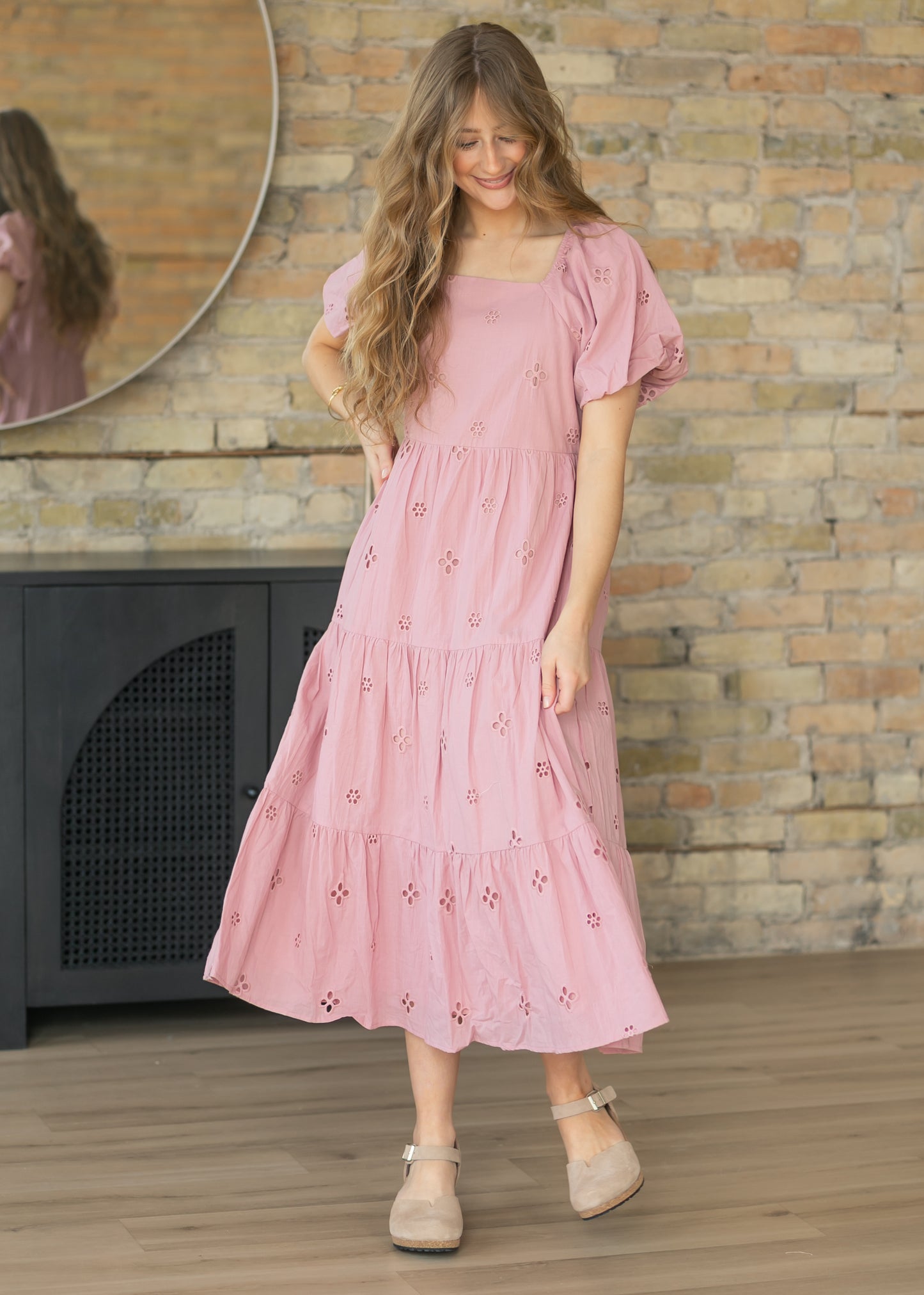 Eyelet Square Neck Maxi Dress FF Dresses