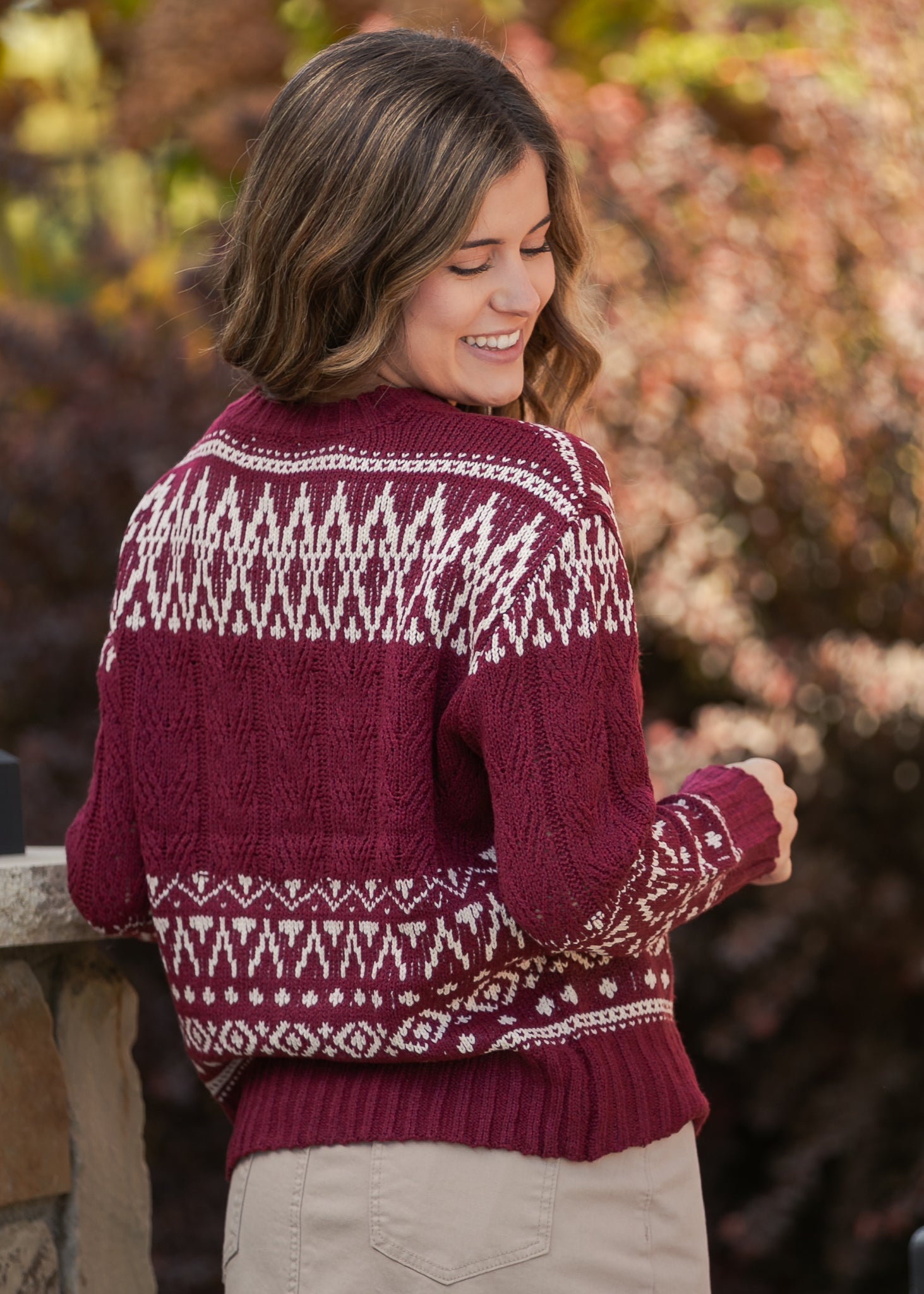 Fair Isle Cable Knit Sweater FF Tops