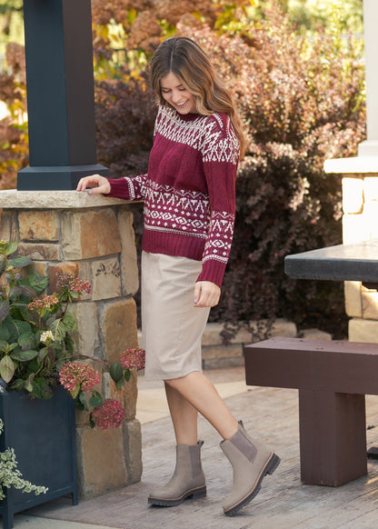 Fair Isle Cable Knit Sweater FF Tops