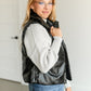 Faux Leather Full Snap Puffer Vest FF Tops