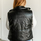 Faux Leather Full Snap Puffer Vest FF Tops
