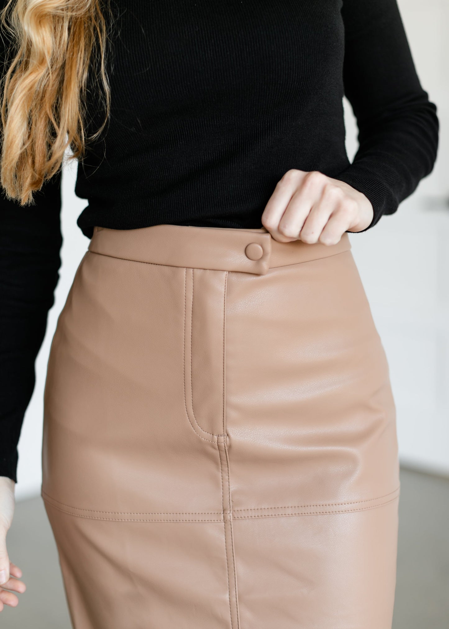 Faux Leather Midi Skirt FF Skirts