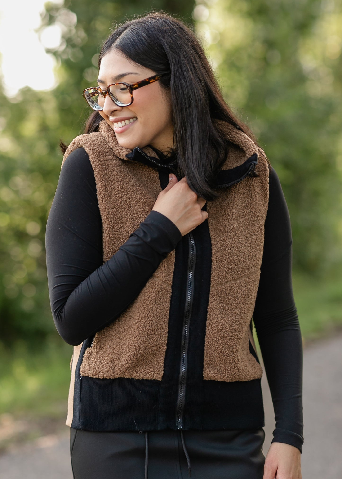 Faux Sherpa Zip-up Vest FF Layering Essentials