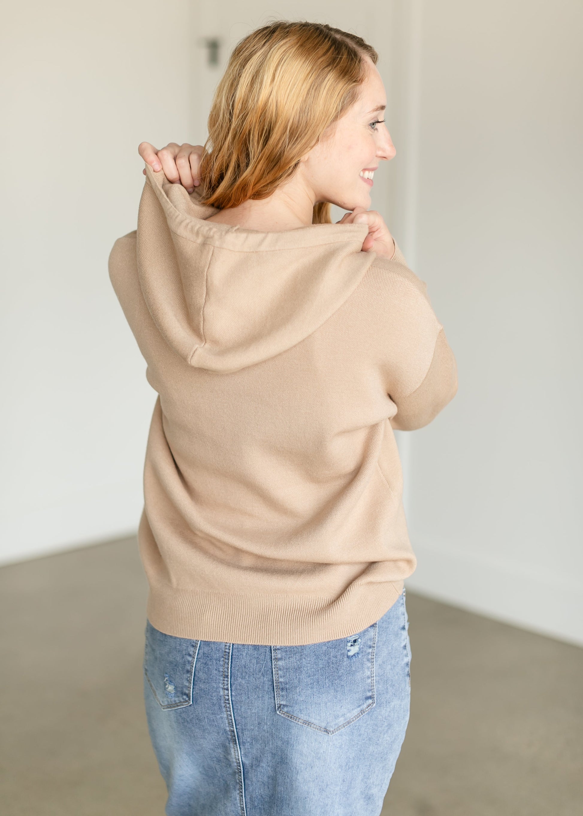 Fine Knit Sweater Hoodie FF Tops