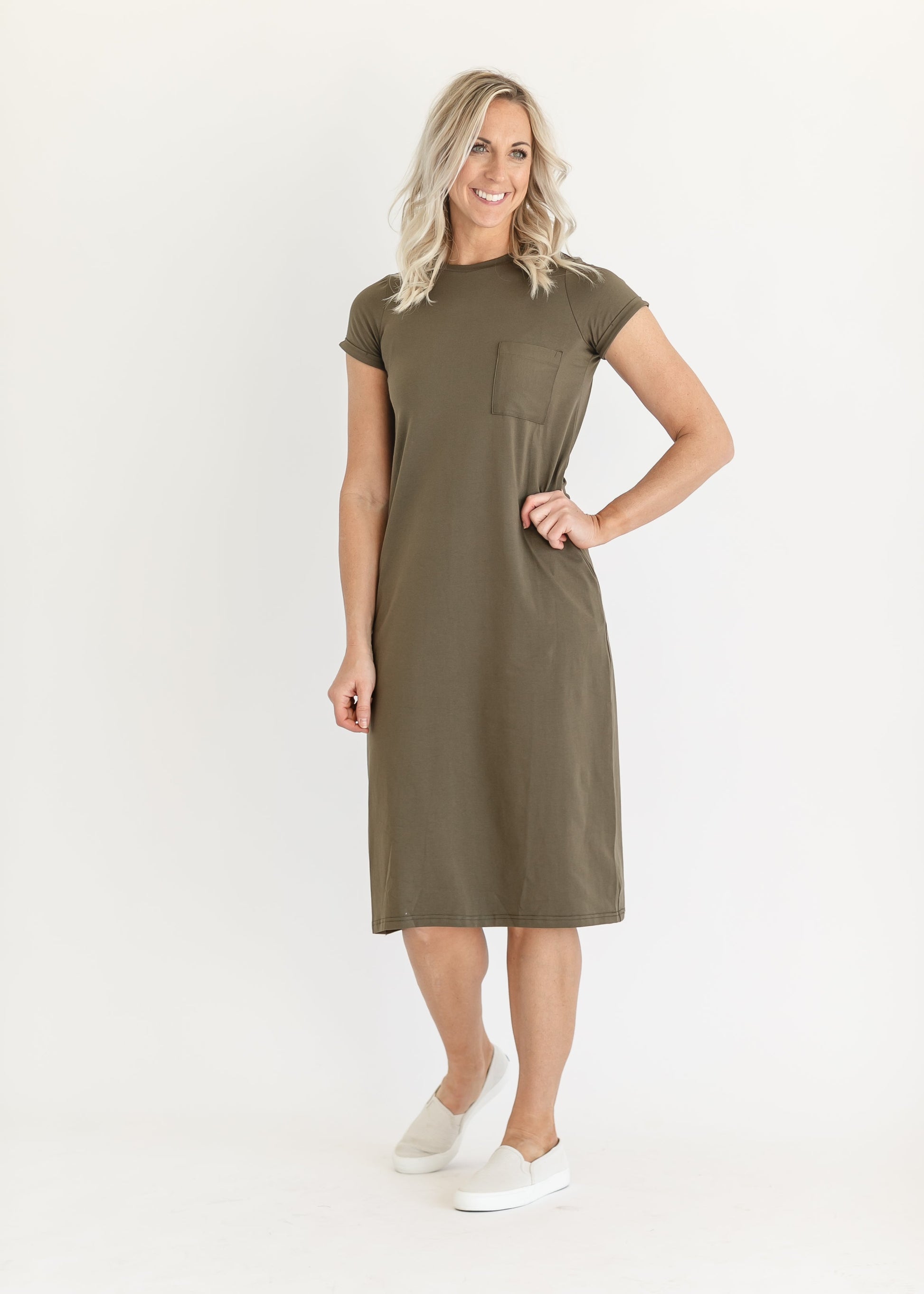 Finley T-Shirt Midi Dress IC Dresses Olive / XS