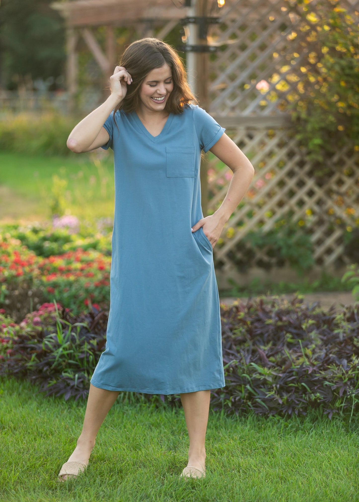 Finley Teal V-neck T-shirt Dress IC Dresses