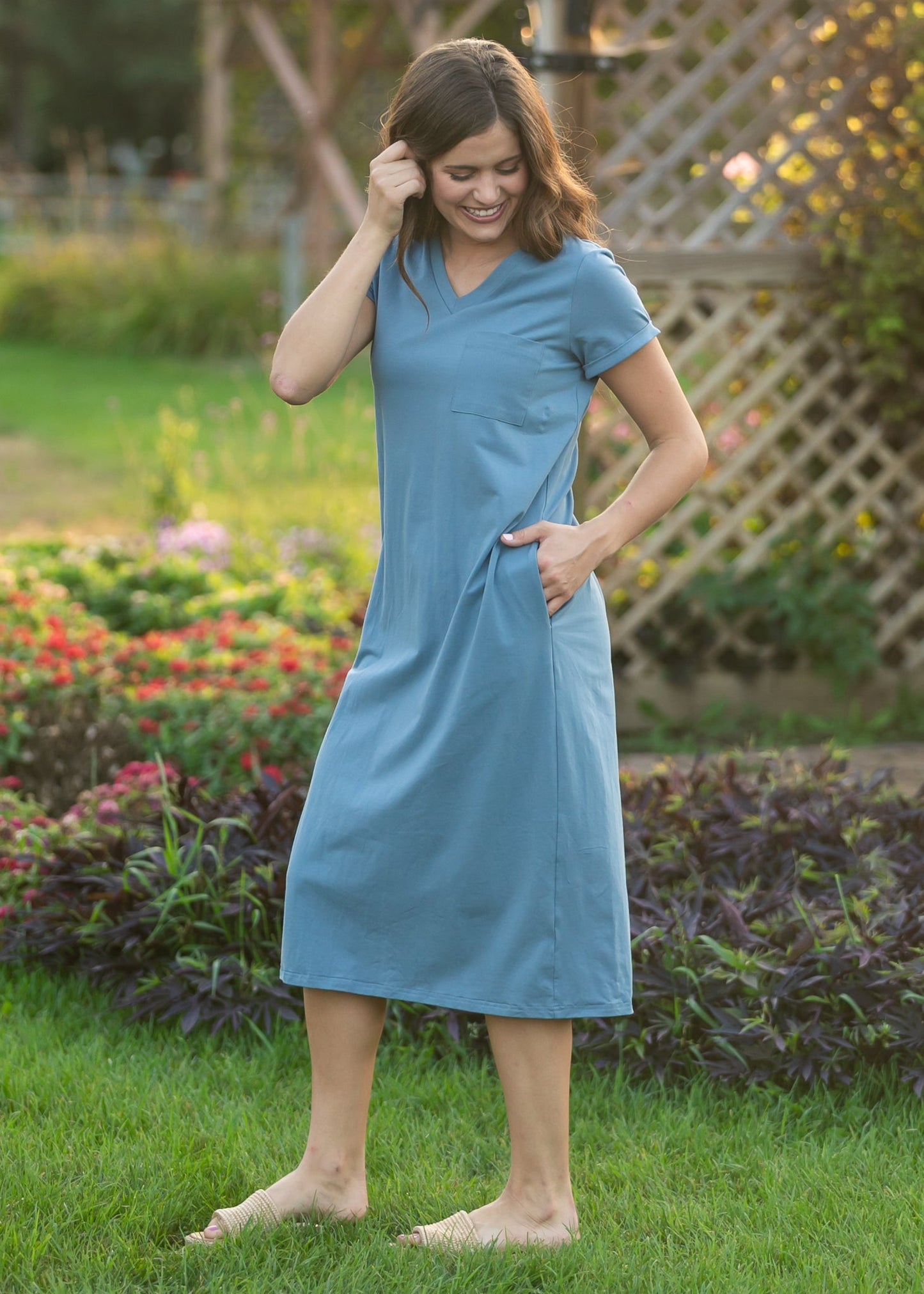 Finley Teal V-neck T-shirt Dress IC Dresses