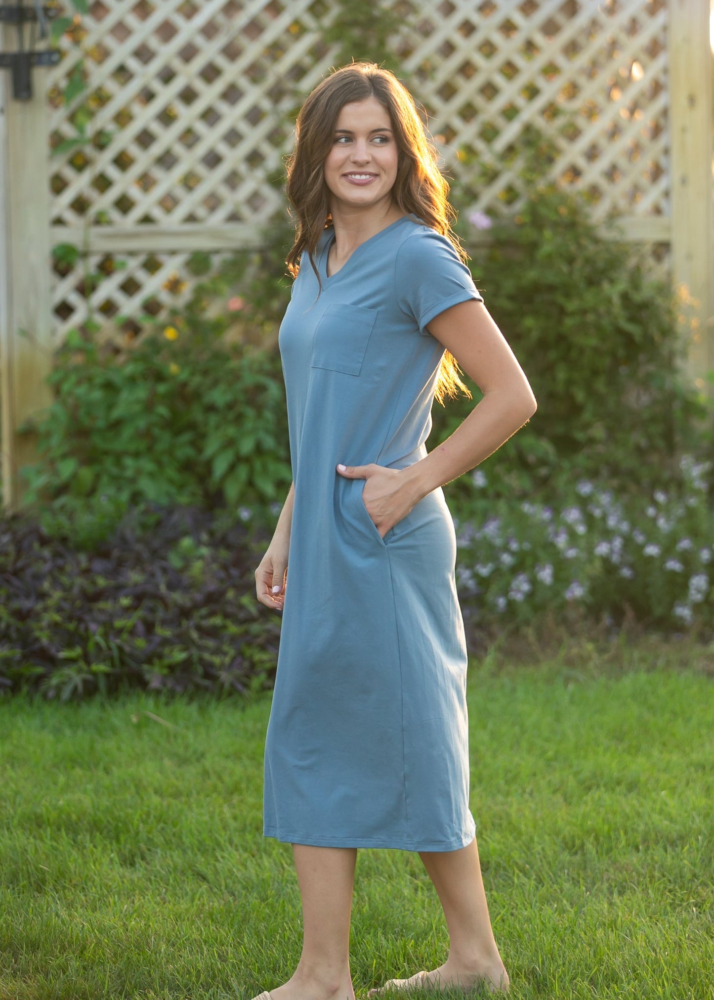 Finley Teal V-neck T-shirt Dress IC Dresses