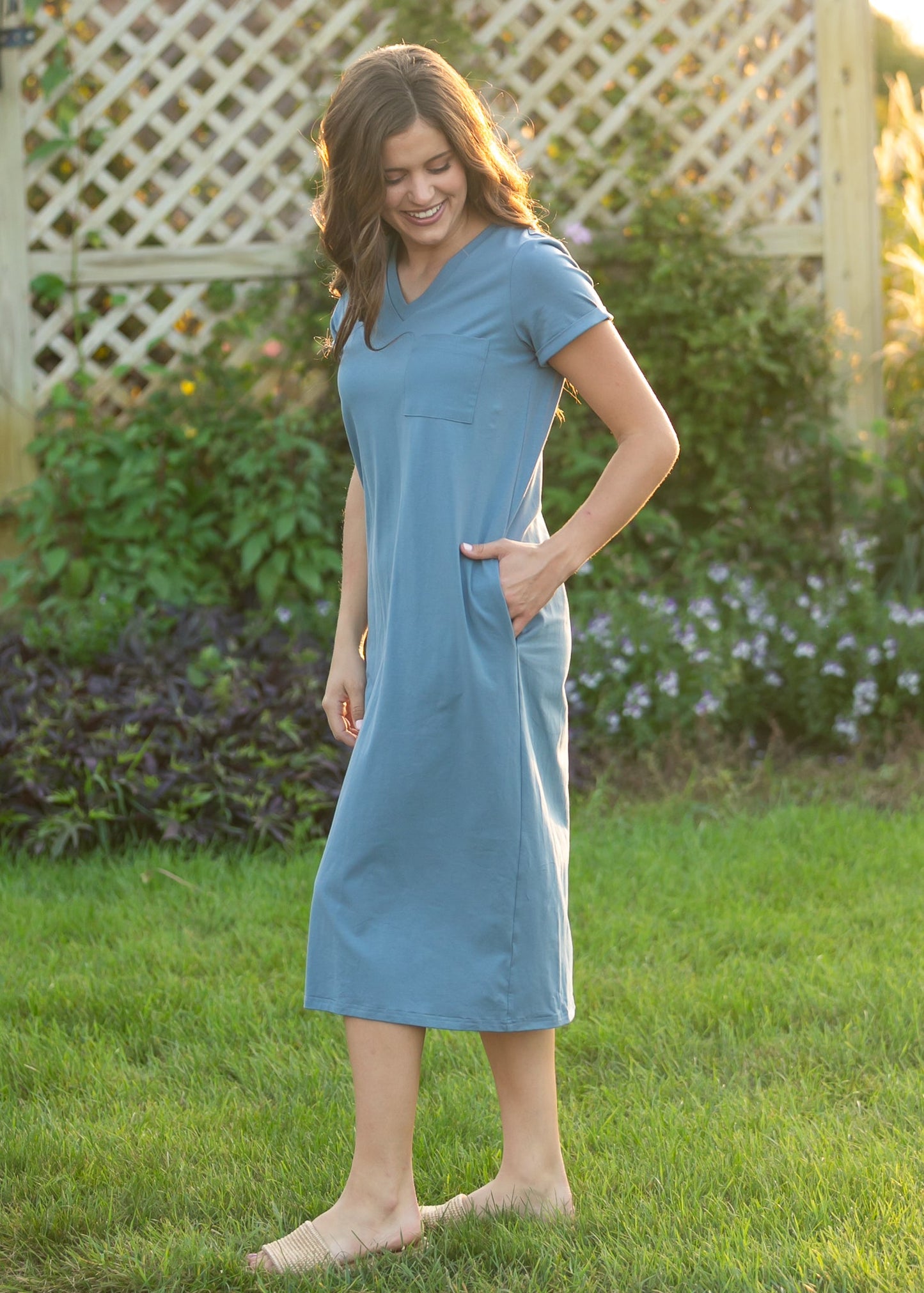 Finley Teal V-neck T-shirt Dress IC Dresses