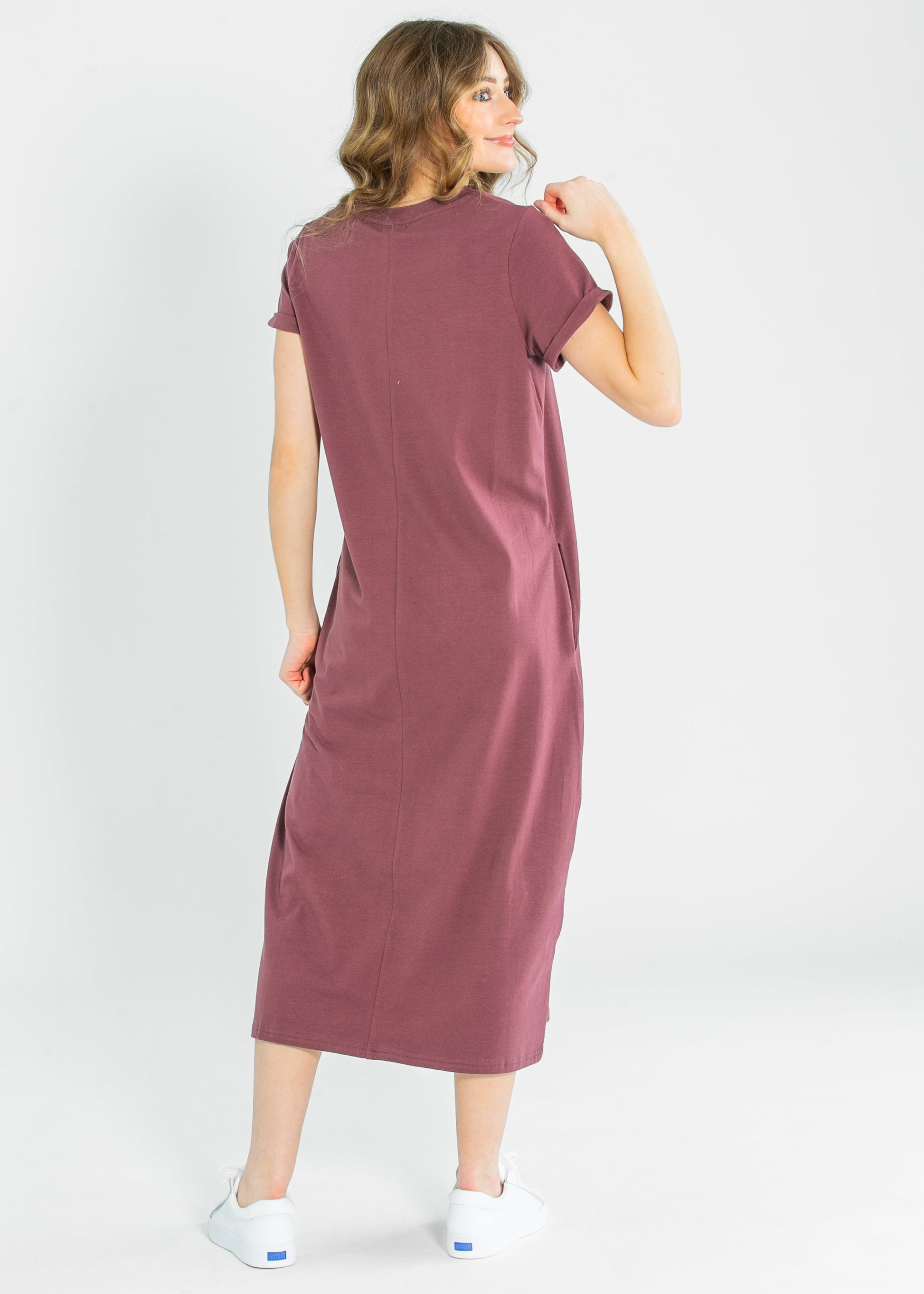 v neck t shirt dress maxi Heathered Knit V-neck T-Shirt Dress