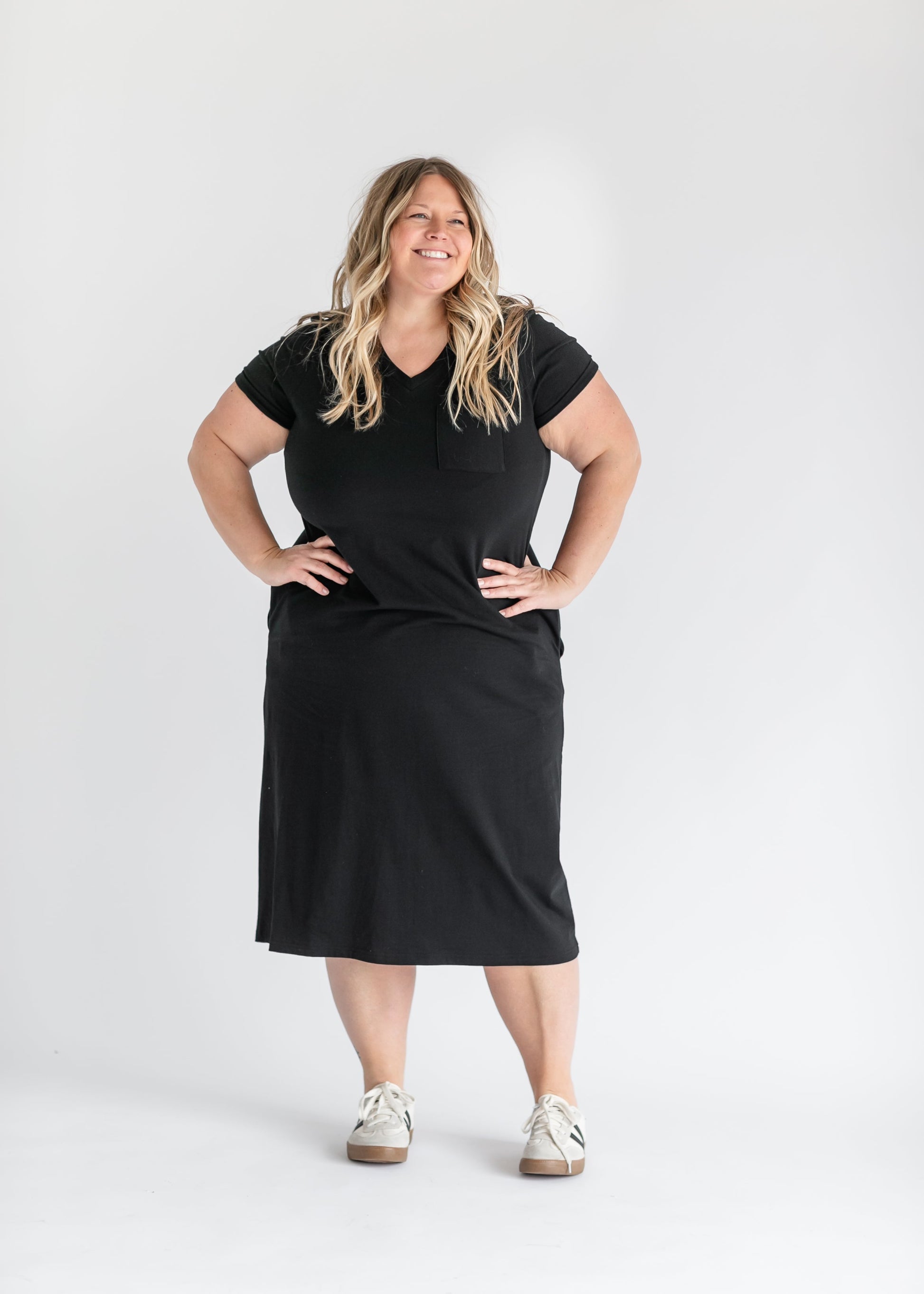 dress v neck t shirts Finley V-neck T-shirt Dress, Black / 3X Large