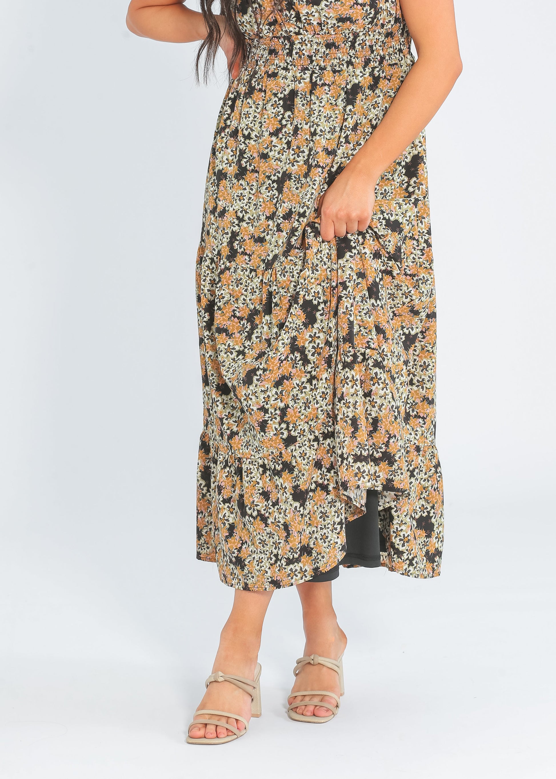 Fiona Floral Smocked Detail Maxi Dress IC Dresses