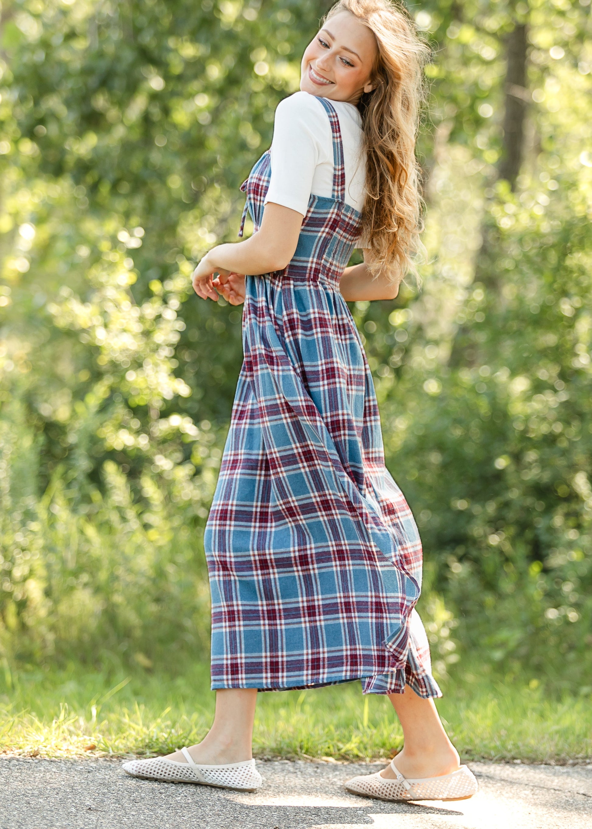 flannel dresses for ladies Flannel Cure Milkmaid Midi Dress