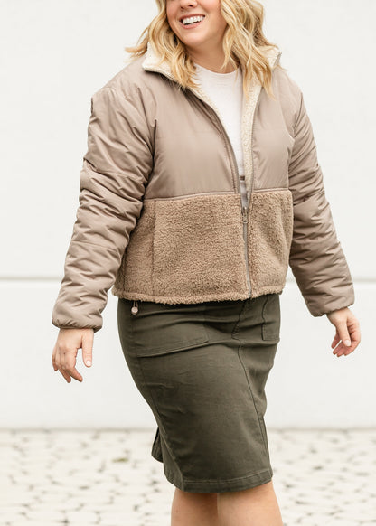 Fleece Block Zip Up Coat FF Layering Essentials