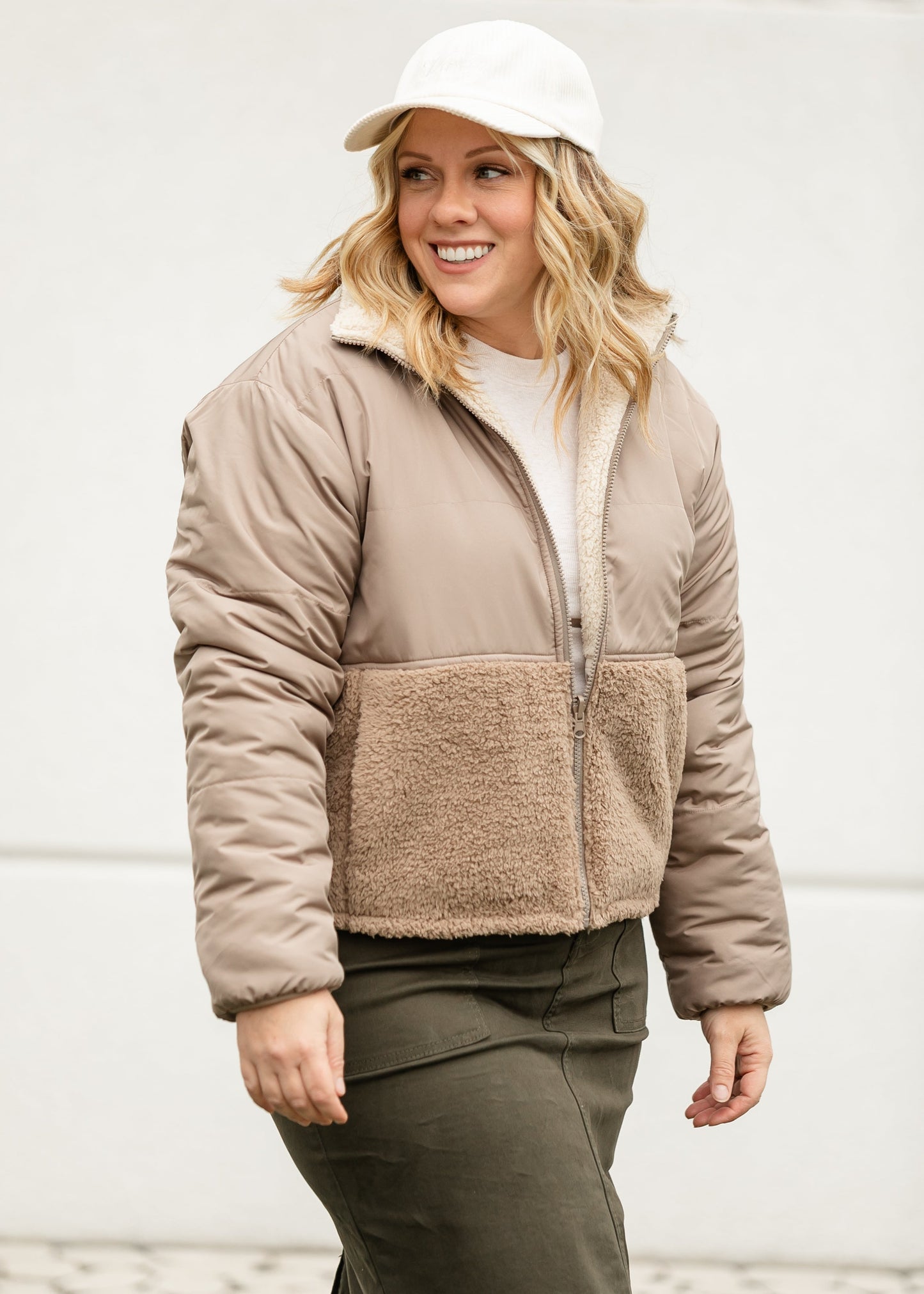 Fleece Block Zip Up Coat FF Layering Essentials