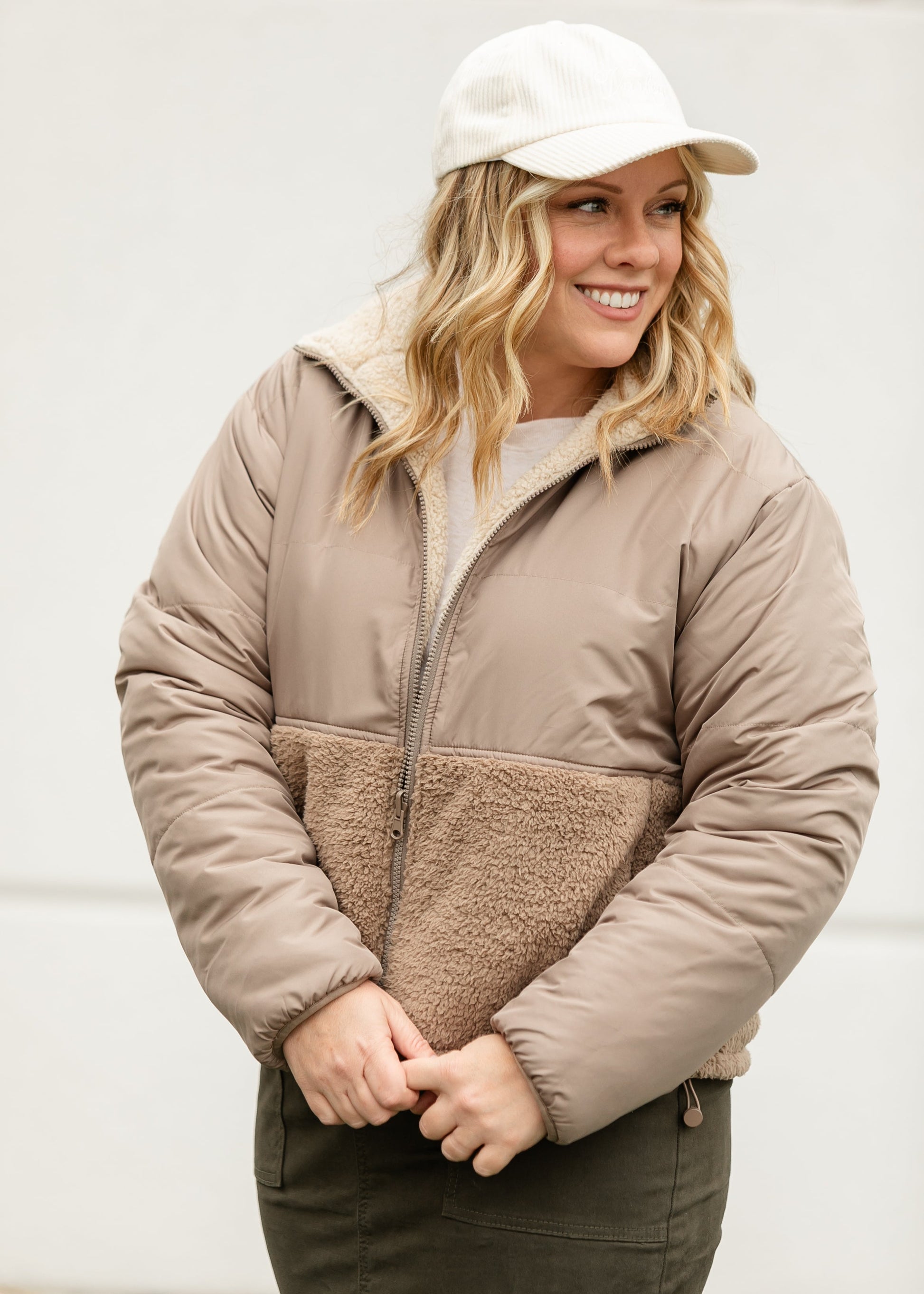 Fleece Block Zip Up Coat FF Layering Essentials