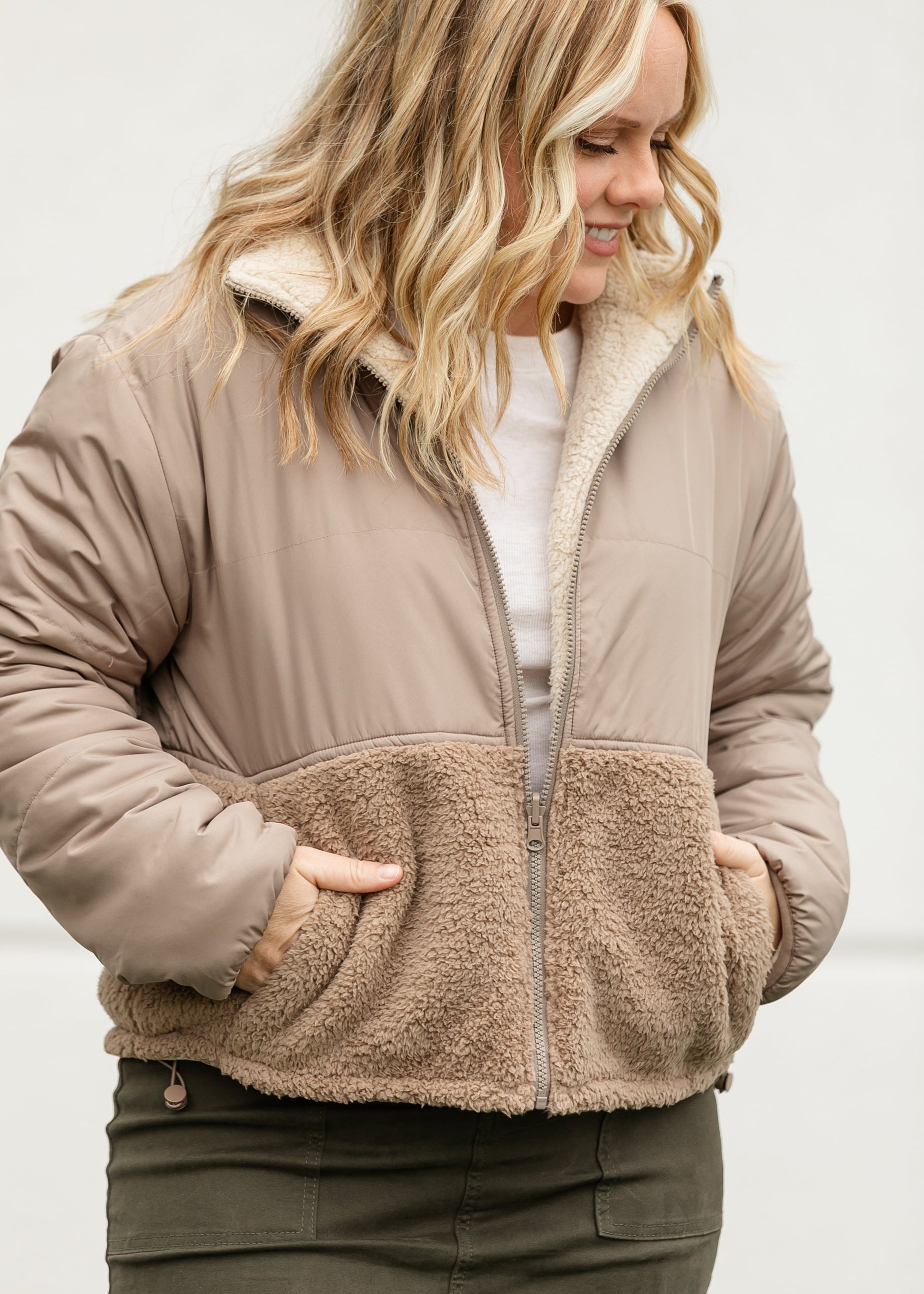 Fleece Block Zip Up Coat FF Layering Essentials