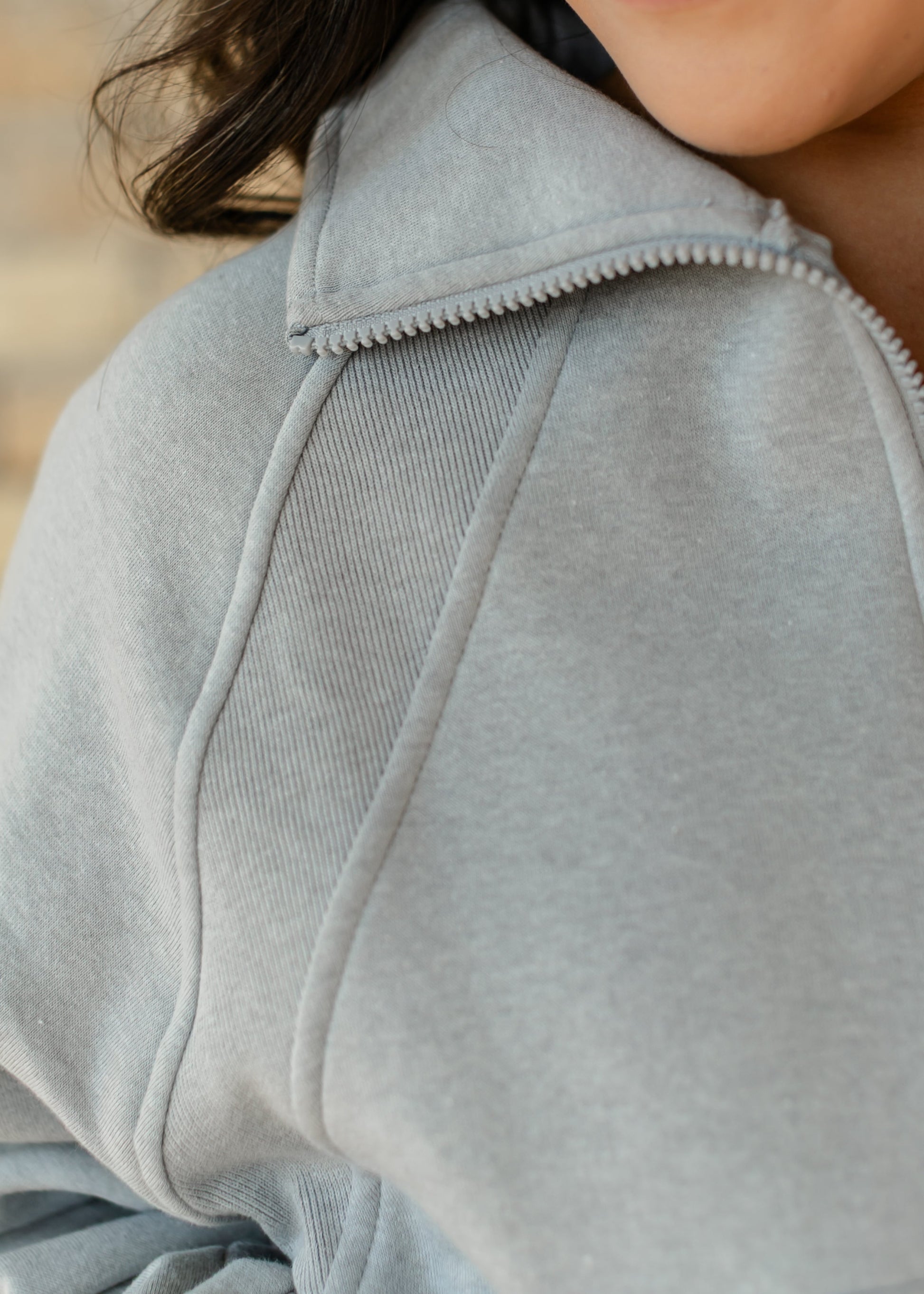 Fleece Half Zip Funnel Neck Sweatshirt FF Tops