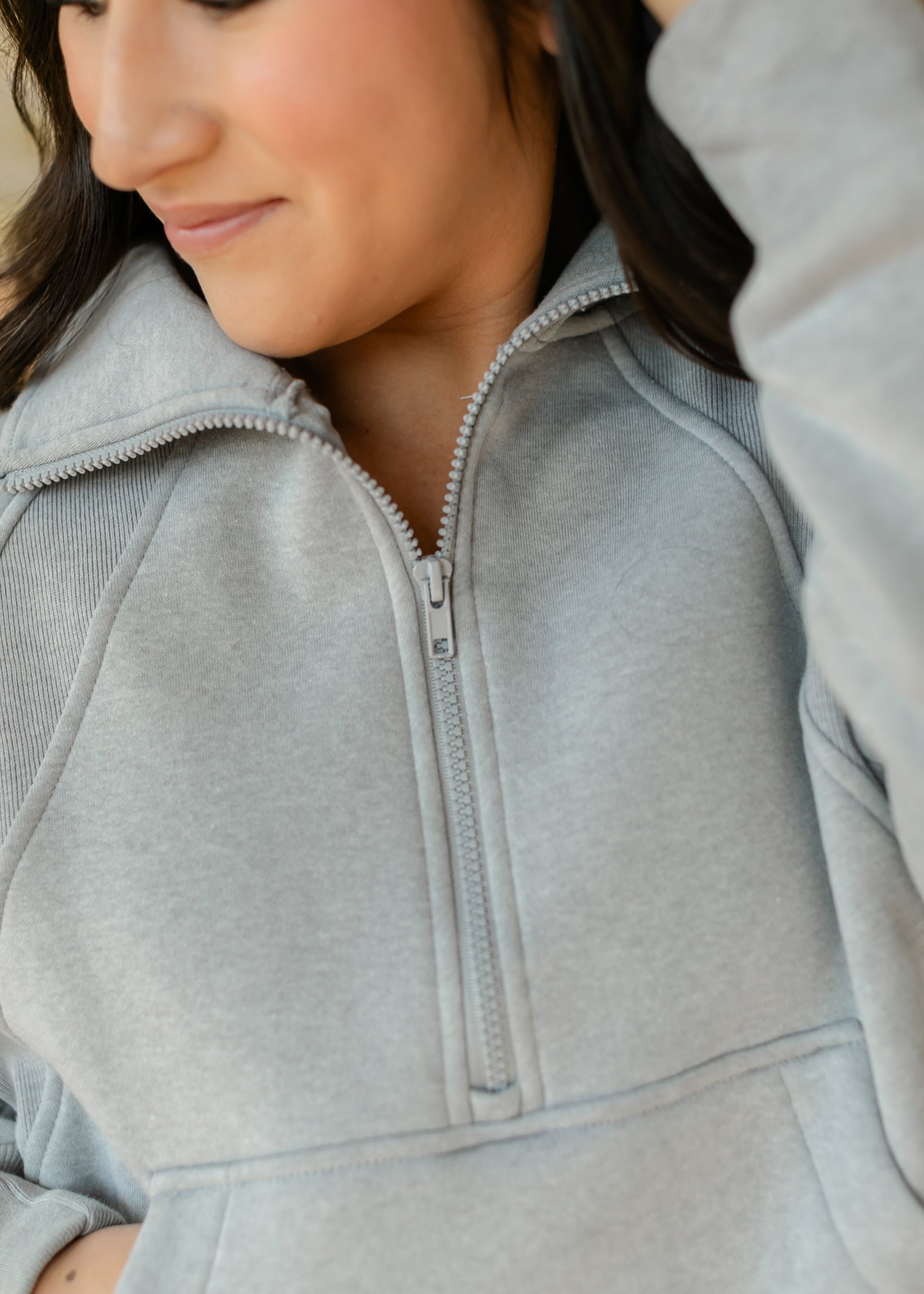 Fleece Half Zip Funnel Neck Sweatshirt FF Tops