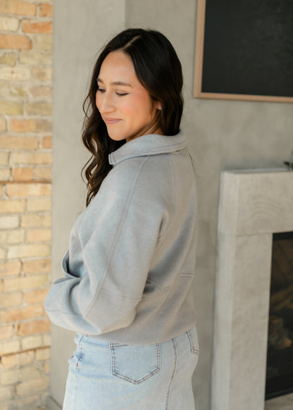 Fleece Half Zip Funnel Neck Sweatshirt FF Tops