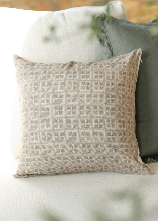 Fleur Grid Brown Throw Pillowcase FF Home + Lifestyle
