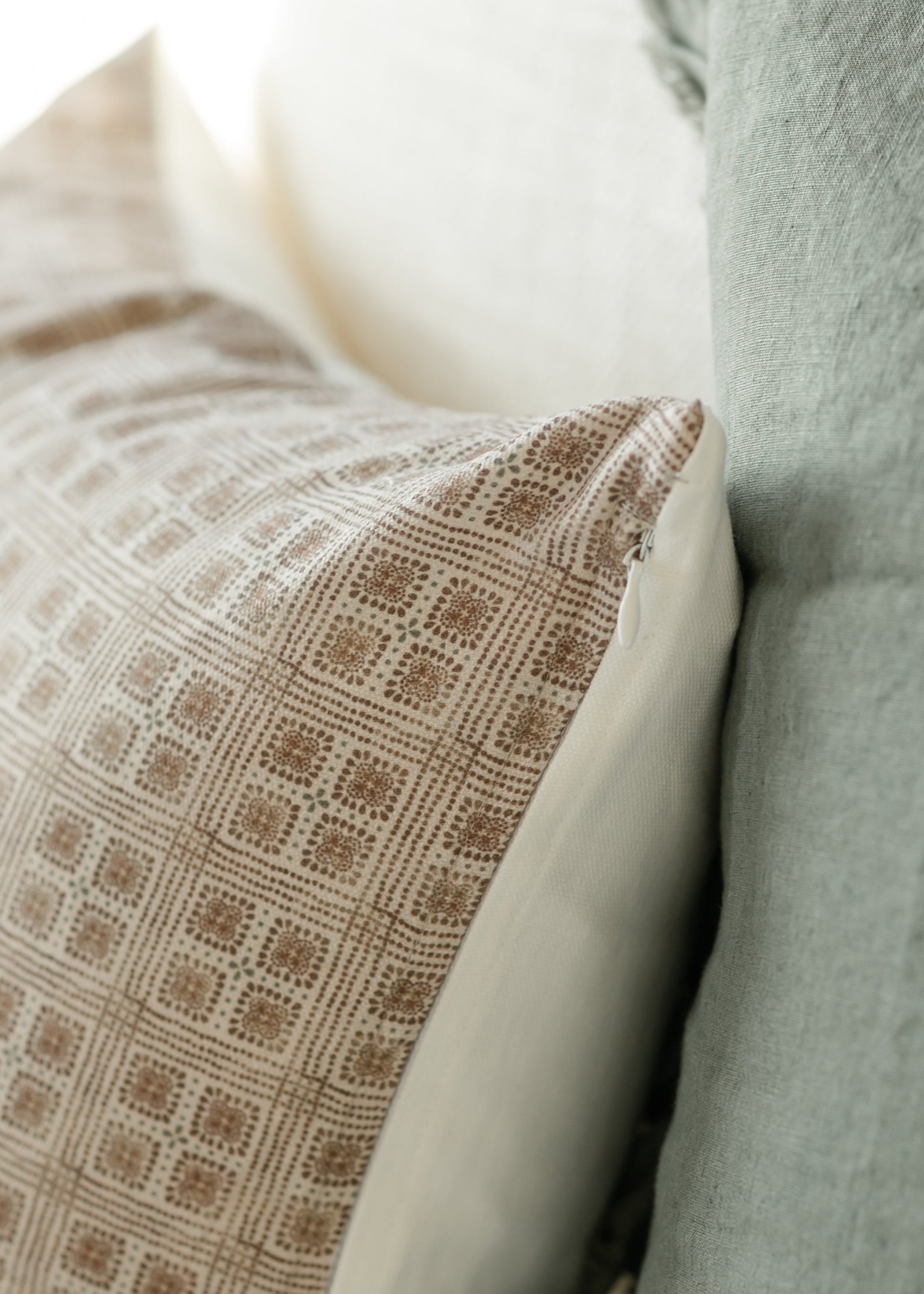 Fleur Grid Brown Throw Pillowcase FF Home + Lifestyle