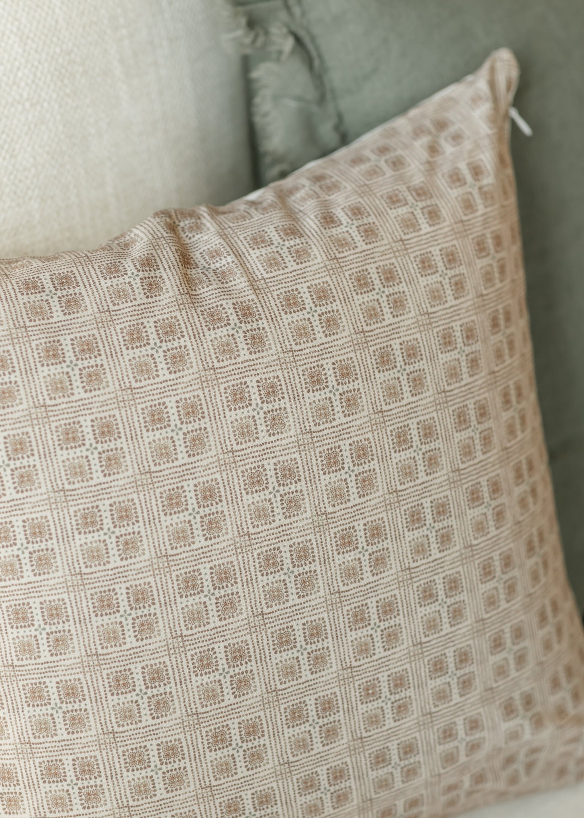 Fleur Grid Brown Throw Pillowcase FF Home + Lifestyle