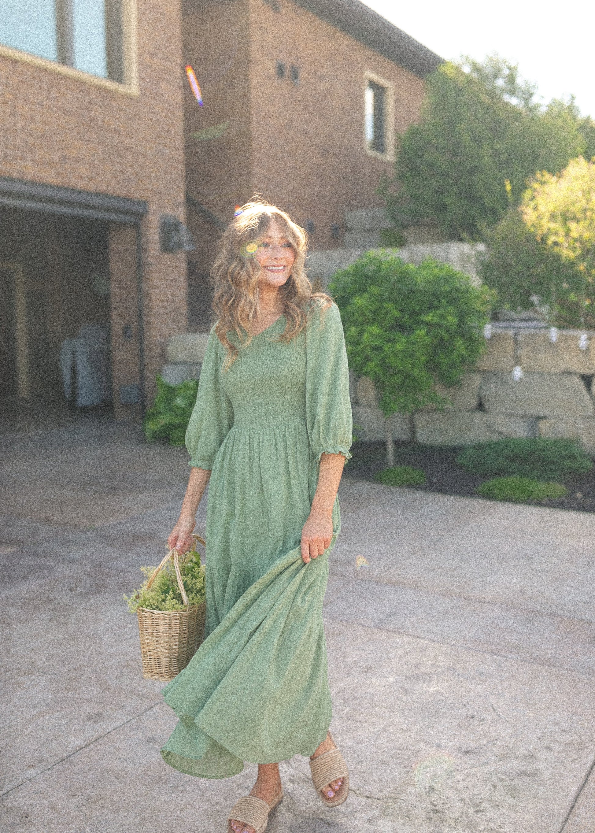 Flora Smocked Midi Dress IC Dresses