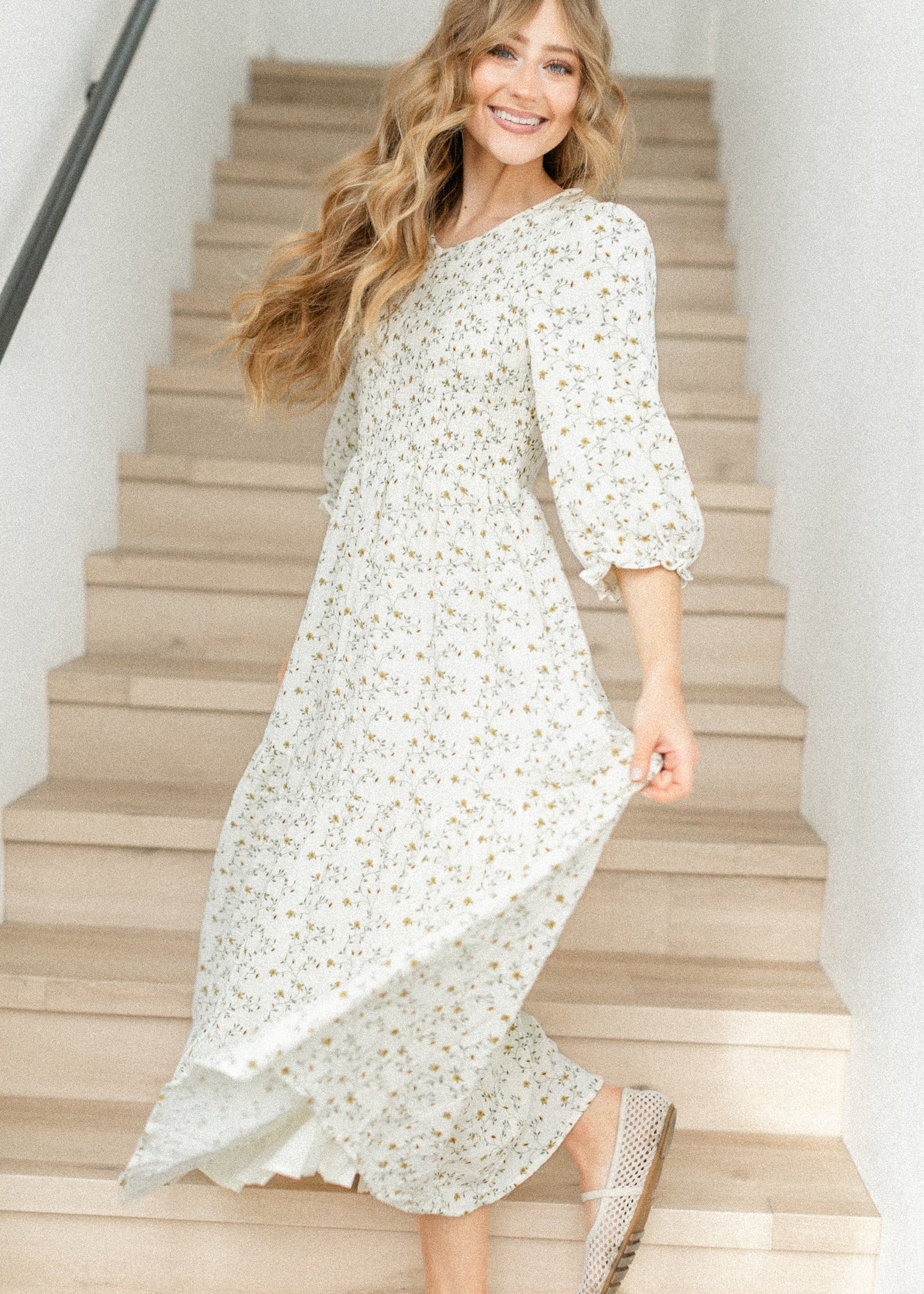 Flora Smocked Midi Dress IC Dresses