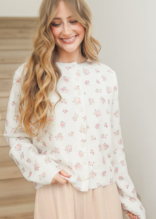 Floral Button Up Cardigan - FINAL SALE FF Tops