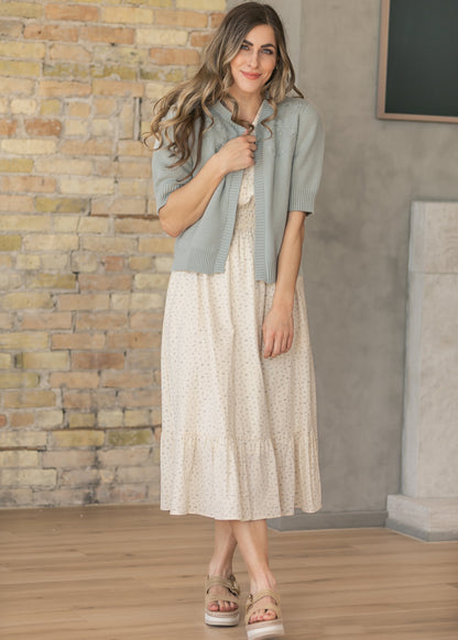 Floral Button V-Neck Midi Dress FF Dresses