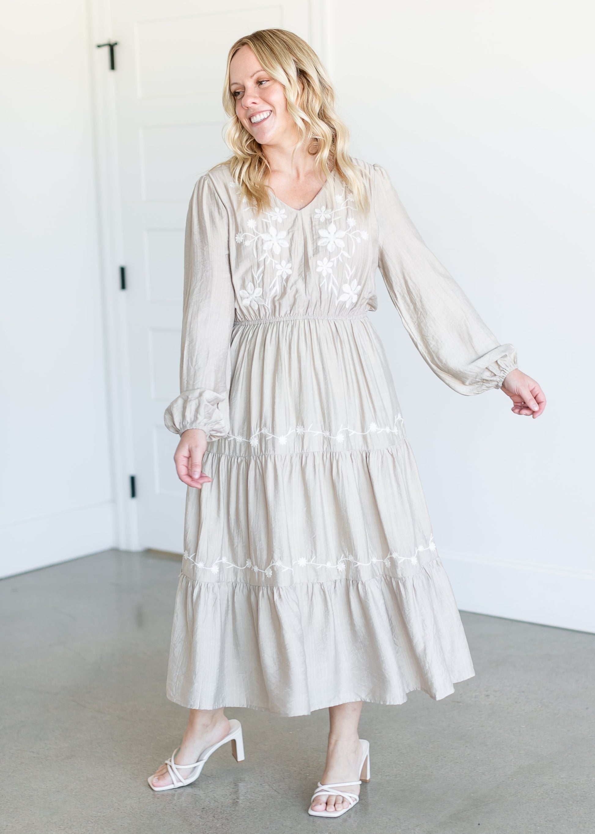 Floral Crochet Detailed Long Sleeve Dress FF Dresses