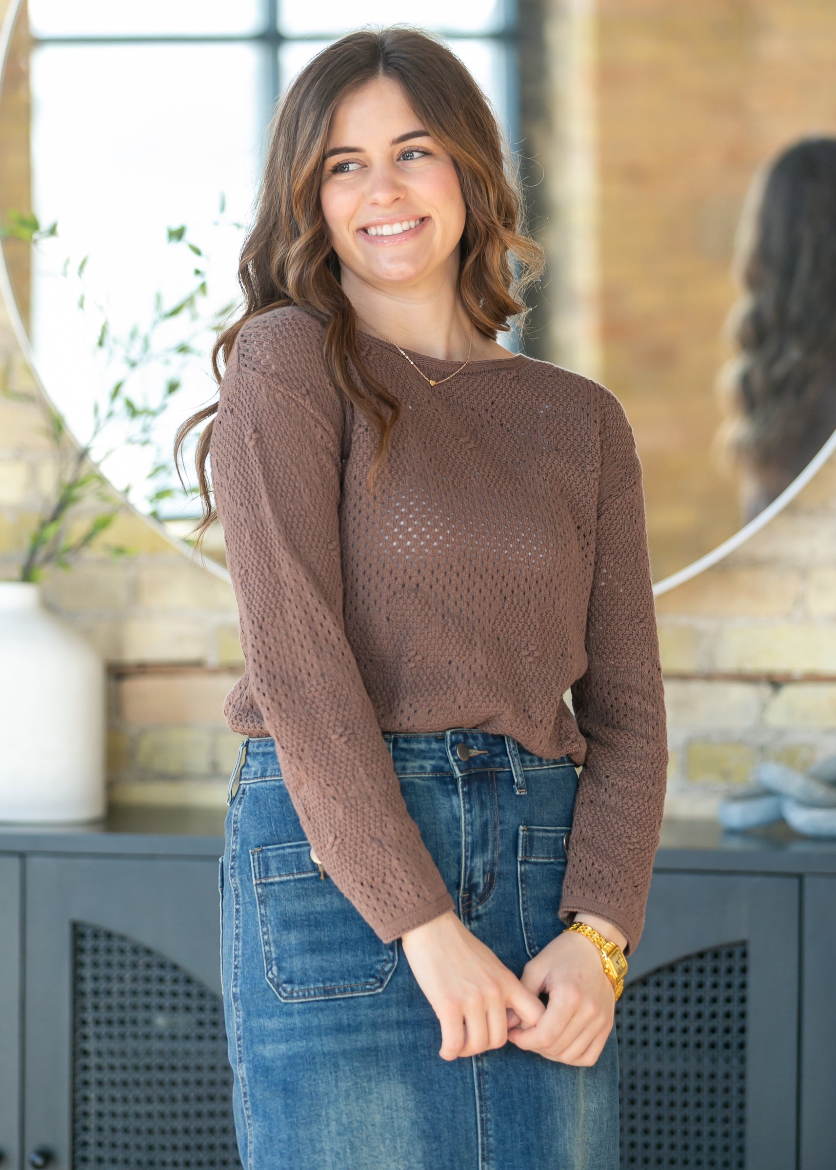 Floral Crochet Pullover Sweater FF Tops