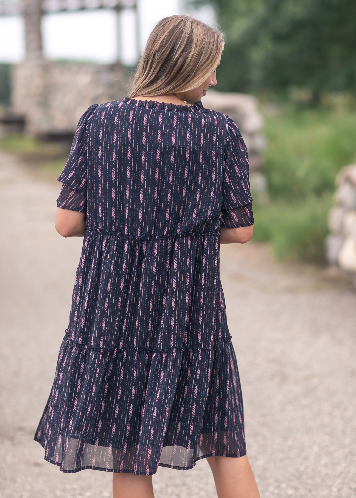 Floral Double Sleeve Midi Dress FF Dresses