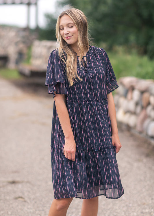 Floral Double Sleeve Midi Dress FF Dresses