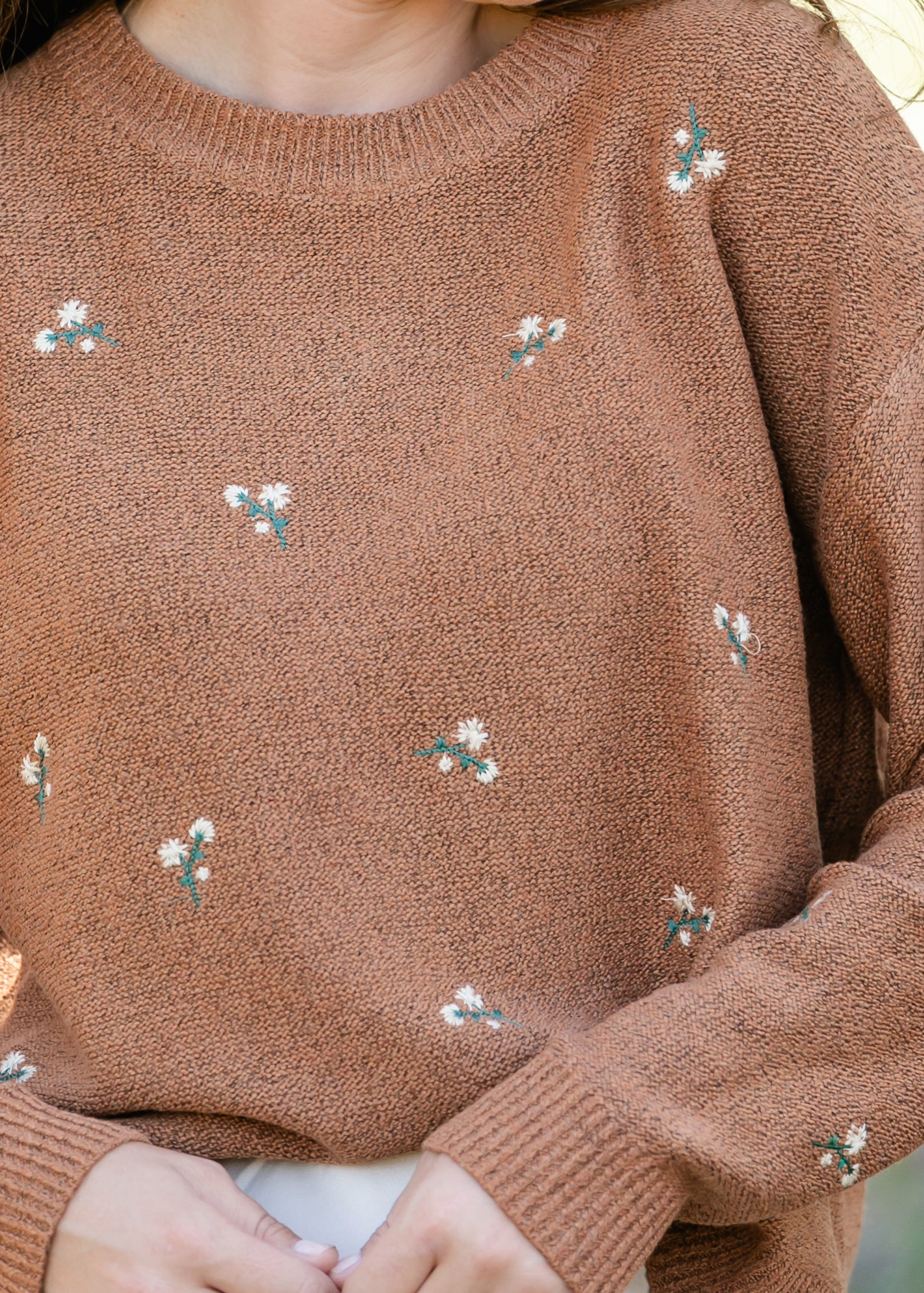 Floral Embroidered Sweater FF Tops