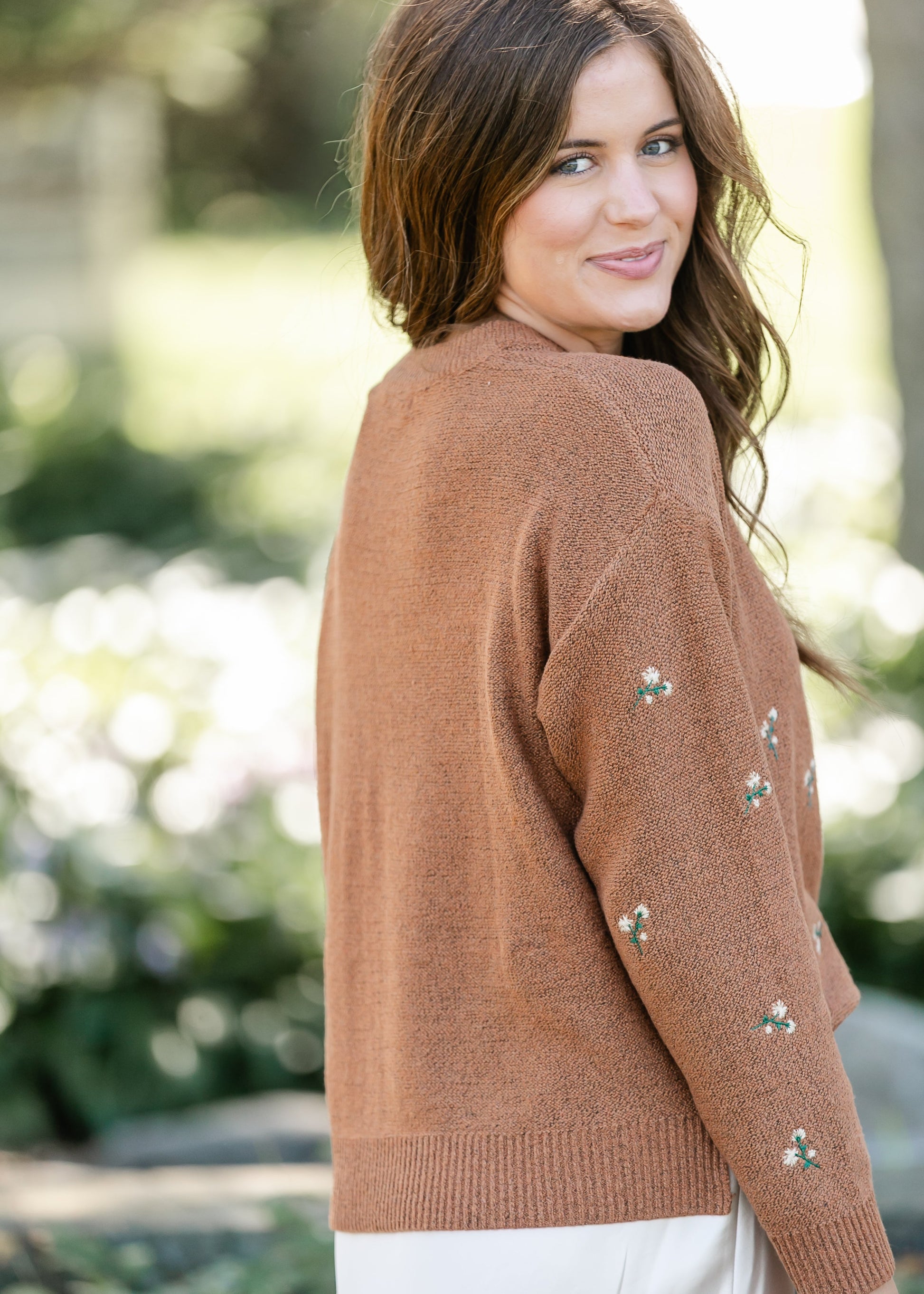 Floral Embroidered Sweater FF Tops