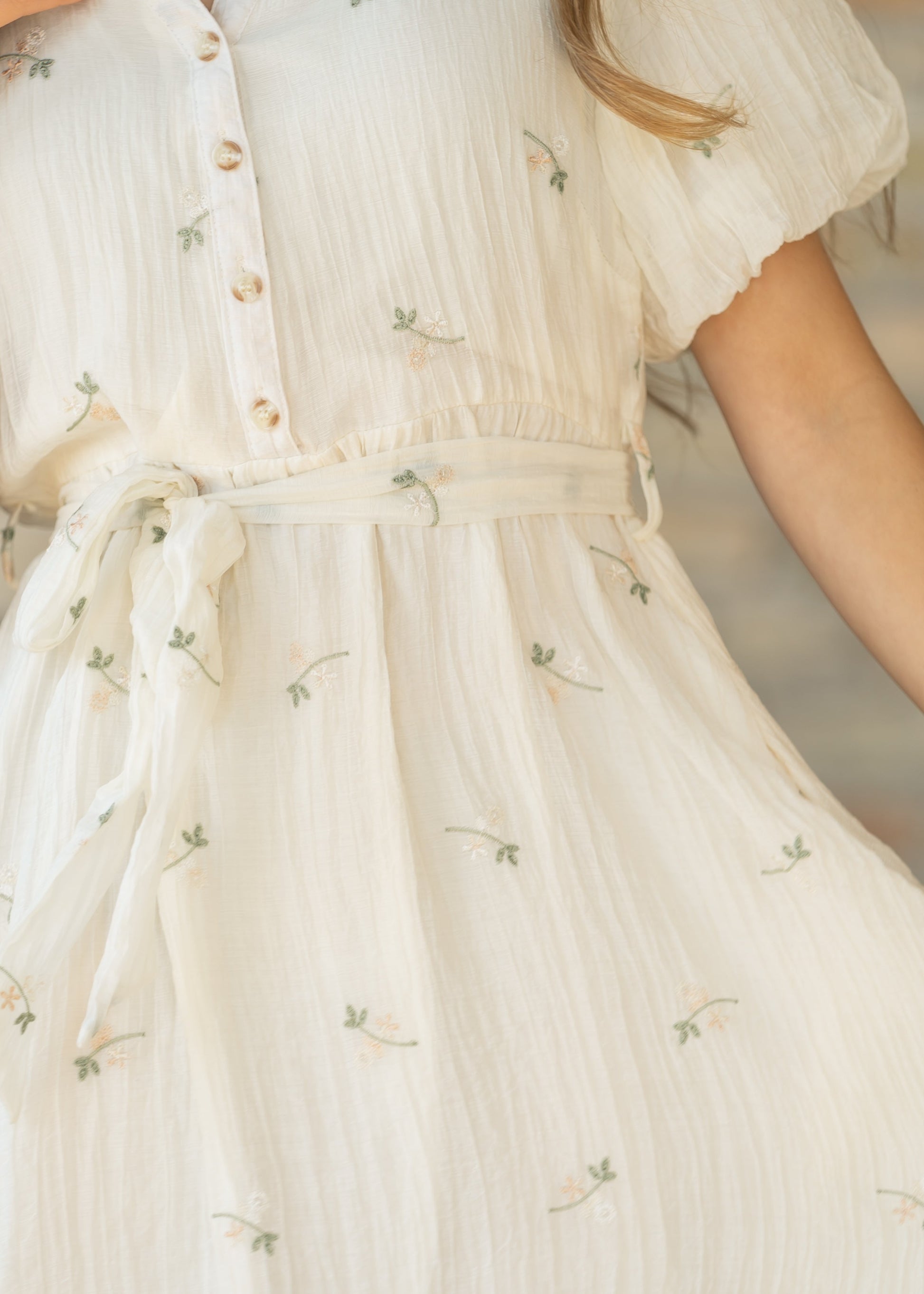 Floral Embroidered V-Neck Midi Dress FF Dresses