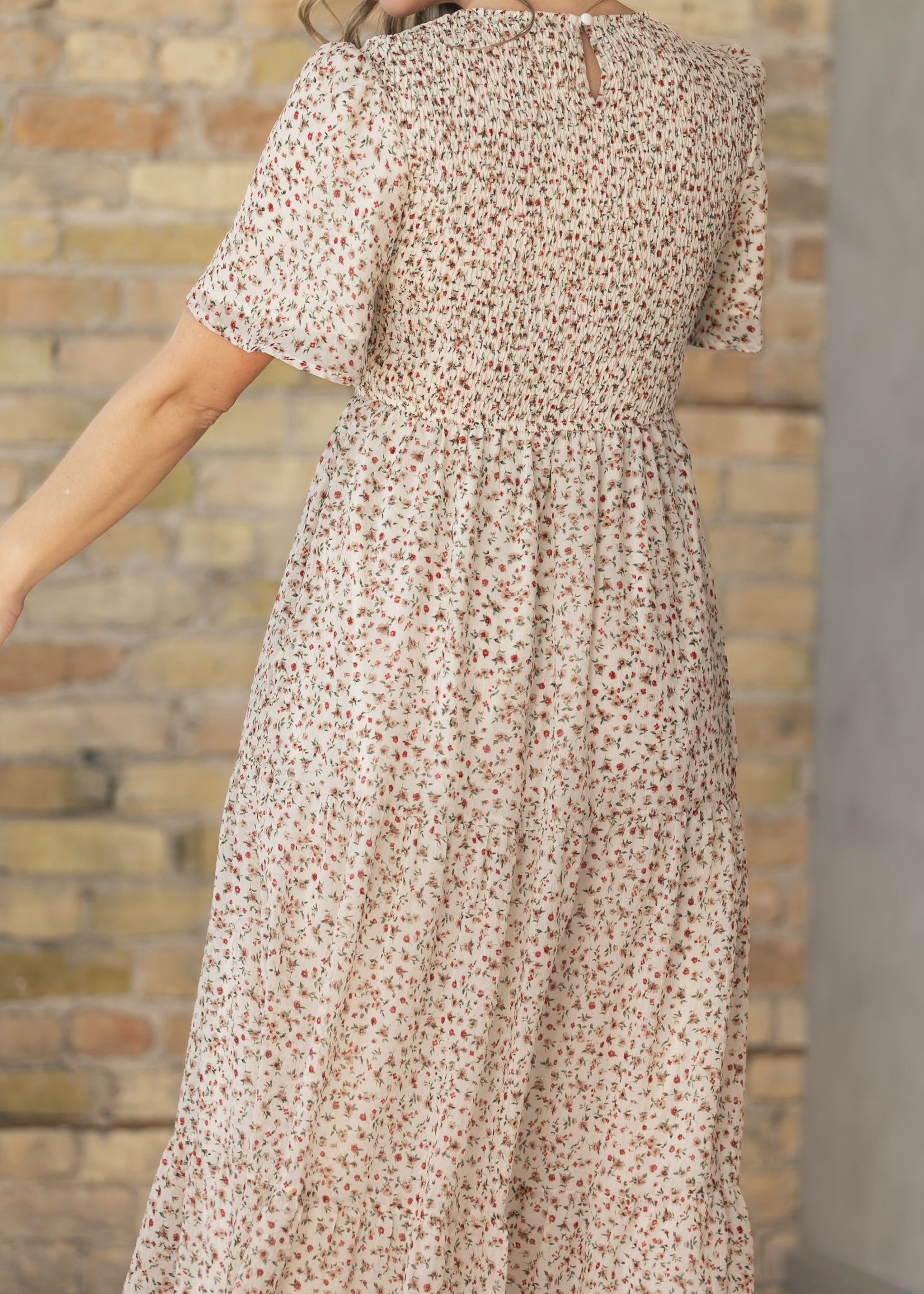 Floral Flutter Sleeve Tiered Maxi Dress FF Dresses