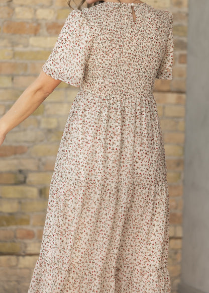 Floral Flutter Sleeve Tiered Maxi Dress FF Dresses