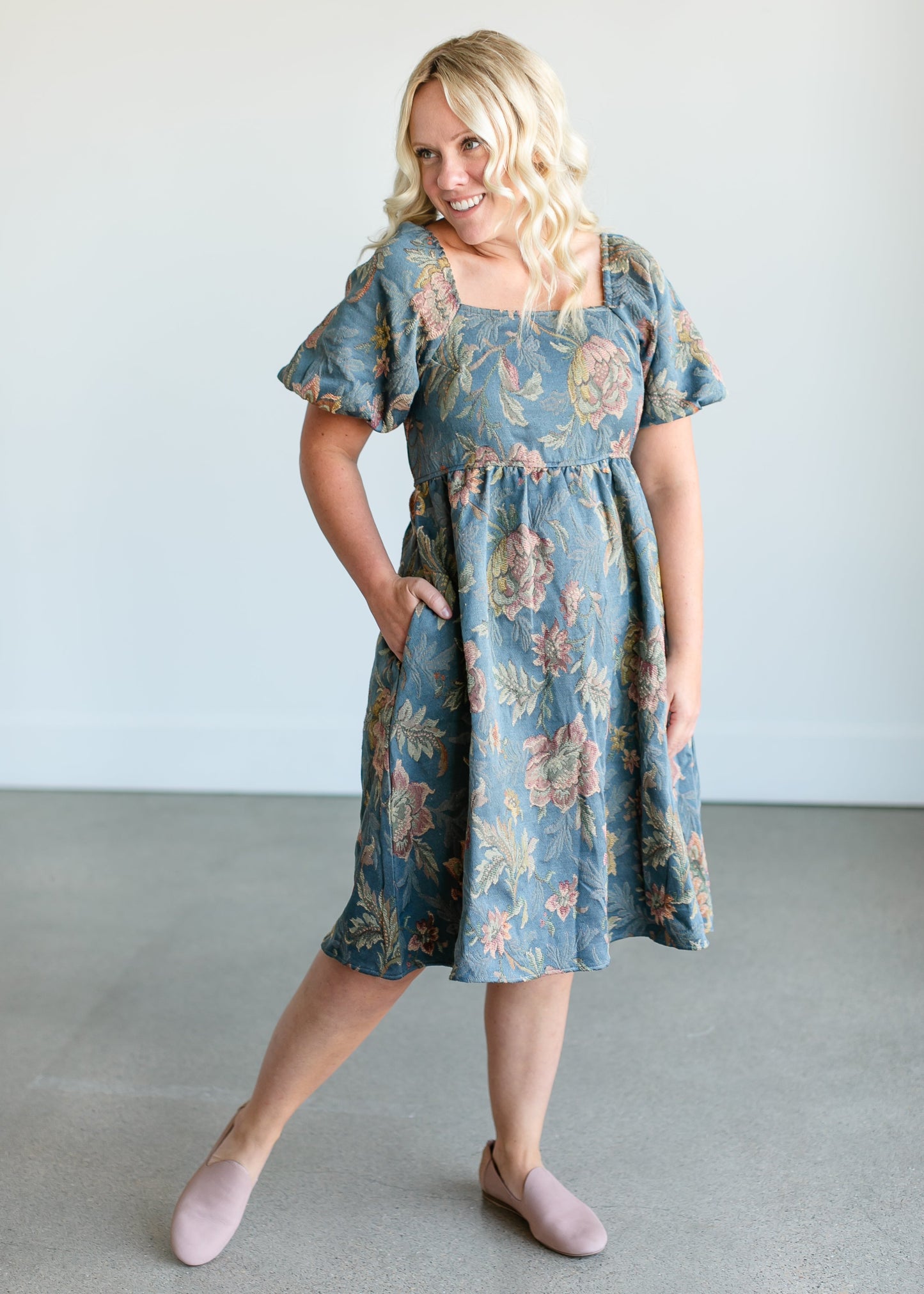 Floral Jacquard Midi Dress FF Dresses