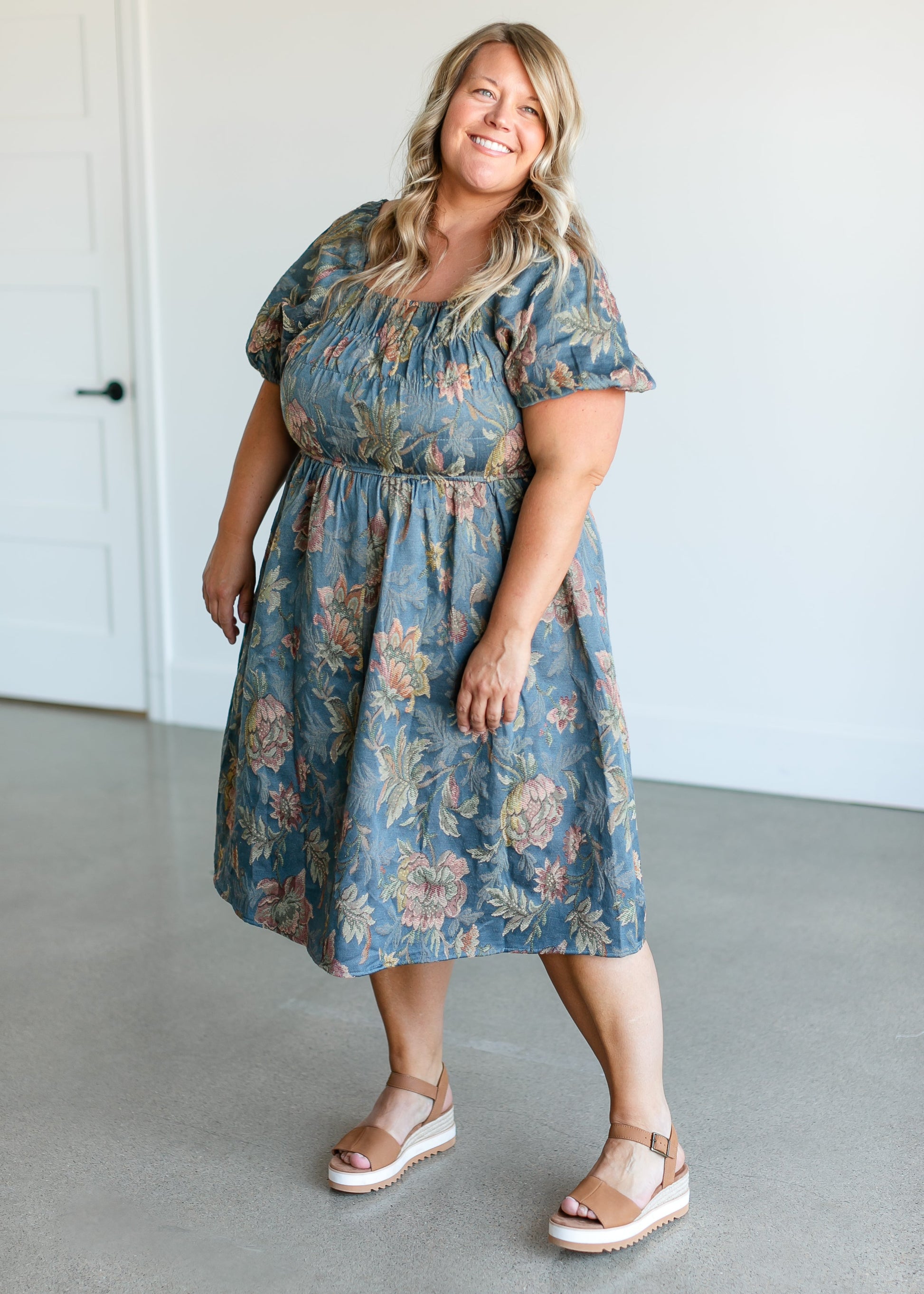 Floral Jacquard Midi Dress FF Dresses
