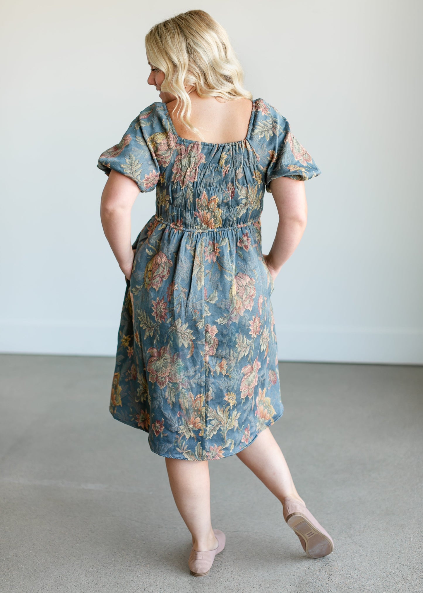 Floral Jacquard Midi Dress FF Dresses