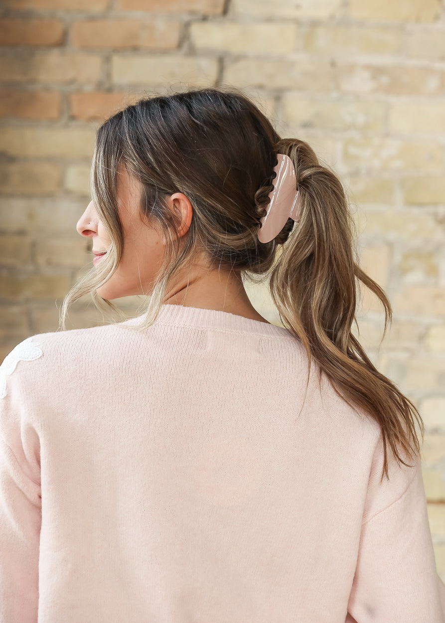Floral Lace Applique Soft Wool Blend Sweater FF Tops