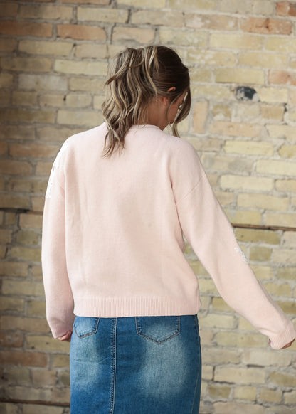 Floral Lace Applique Soft Wool Blend Sweater FF Tops